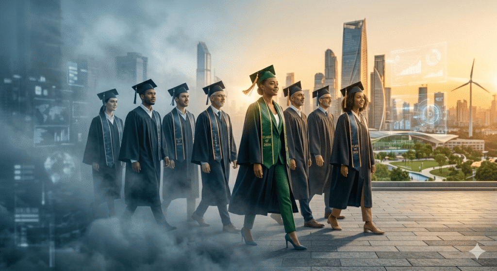 This image shows a graduation ceremony.