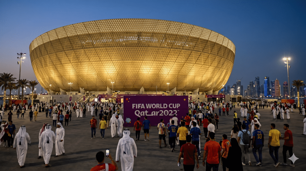 This image shows the Lusail Stadium in Qatar during the 2022 FIFA World Cup